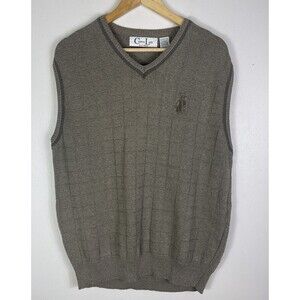 Mens Vintage V Neck Sweater Vest Large Cotton Y2K 90s Preppy Pullover Golf USA